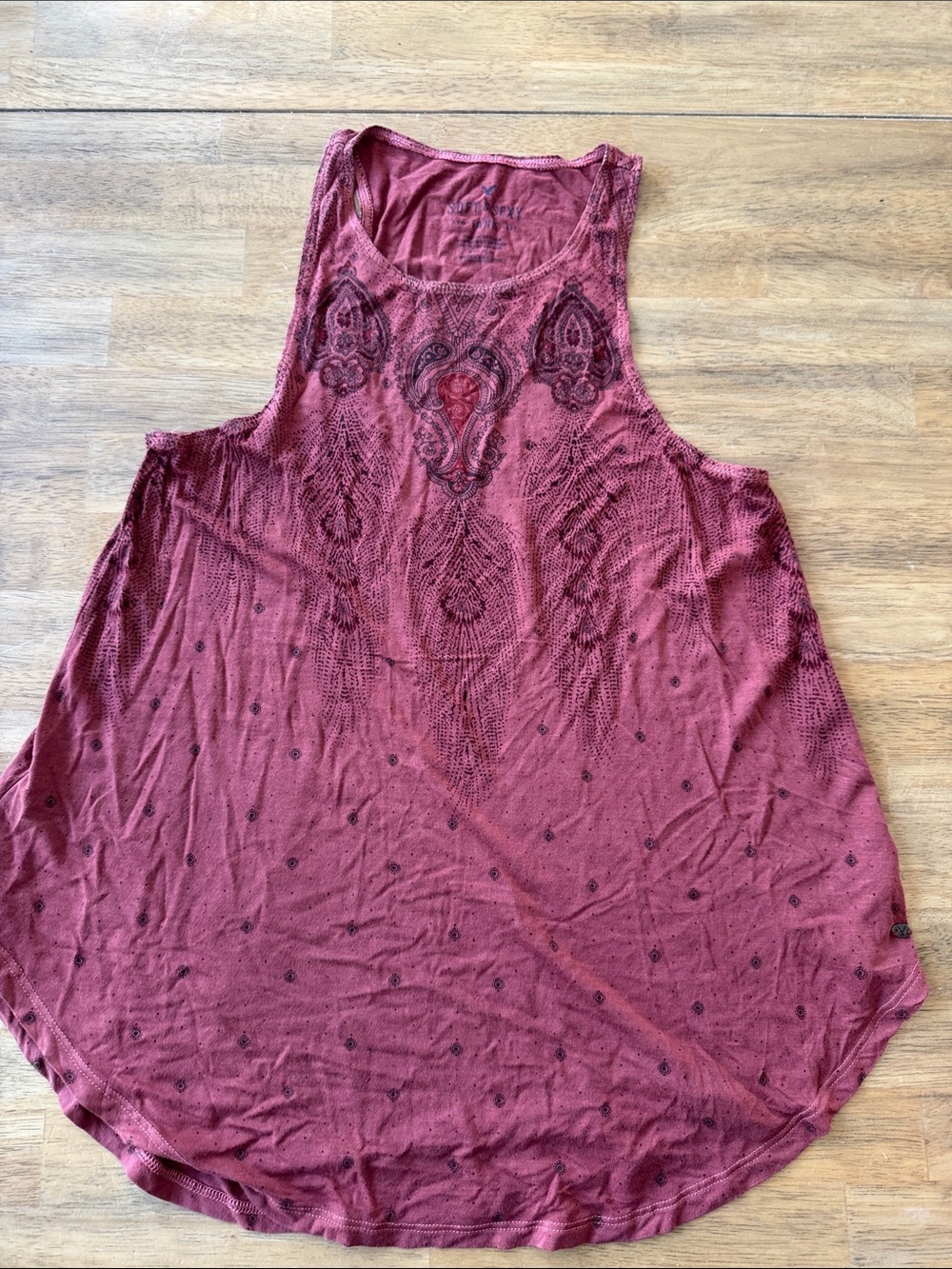 American Eagle Outfitters Burgundy Paisley-Print Tank